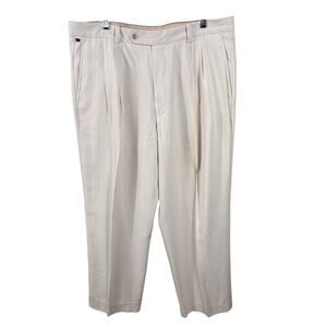 Tommy Bahama Men's Size 38x30‎ Cream Pleated Straight Leg Summer Vacation Pants